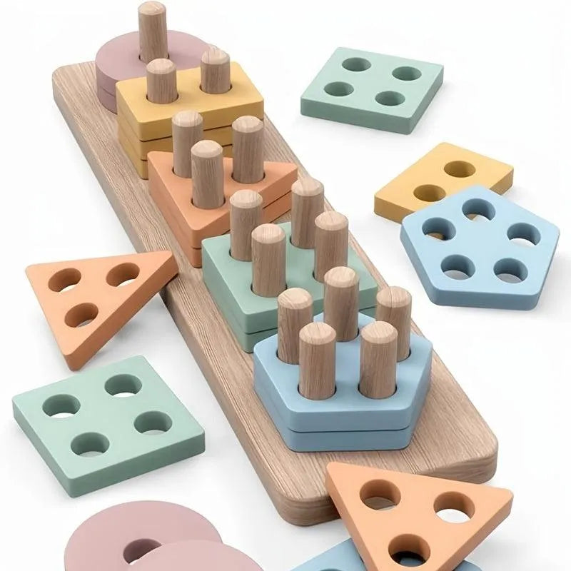 Montessori Wooden Shape Sorting Toy - CUTE CUB CLUB